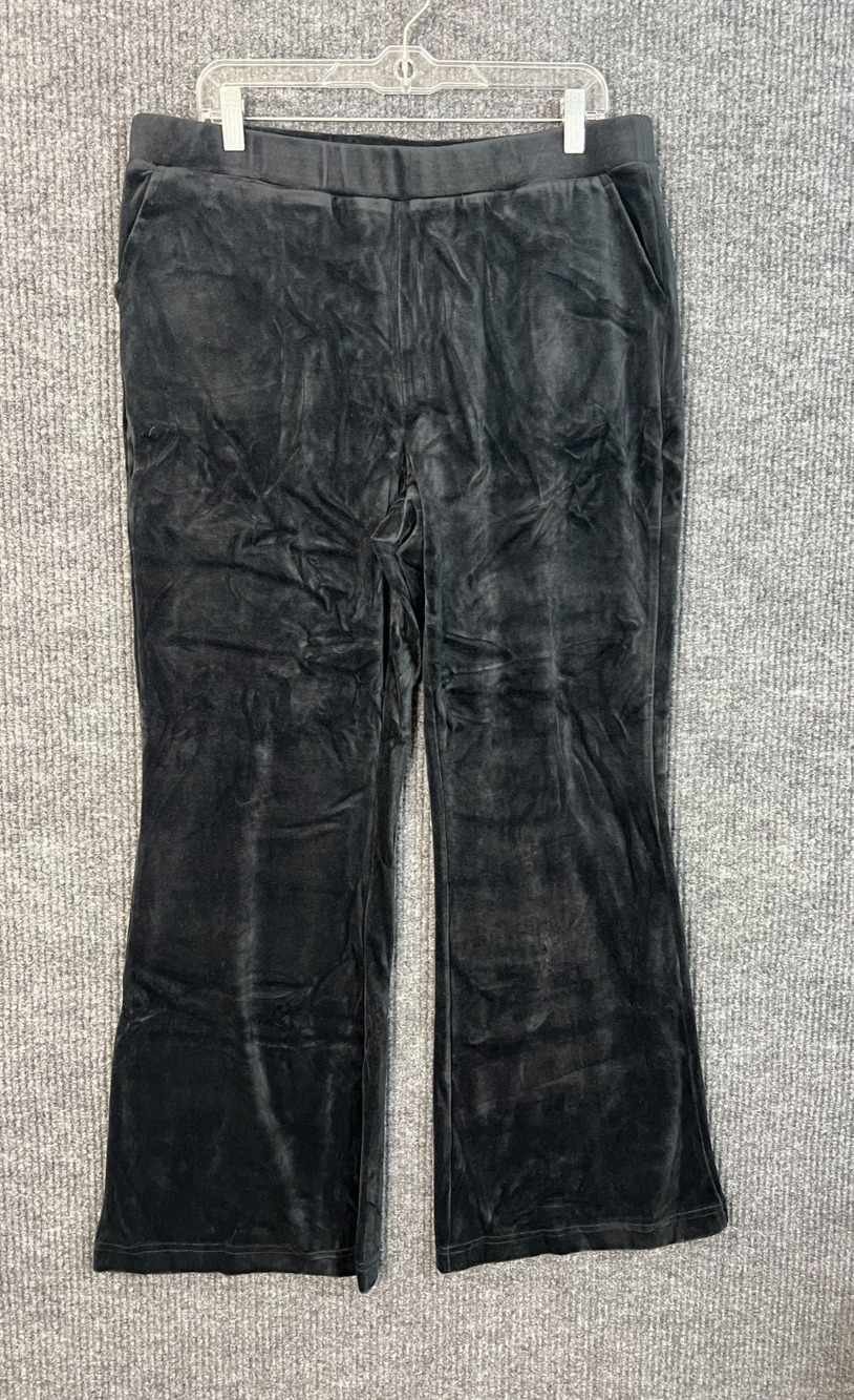 Studio Park Pants Womens 14 Black Pull On Flare Boho Hippie Pockets High Rise